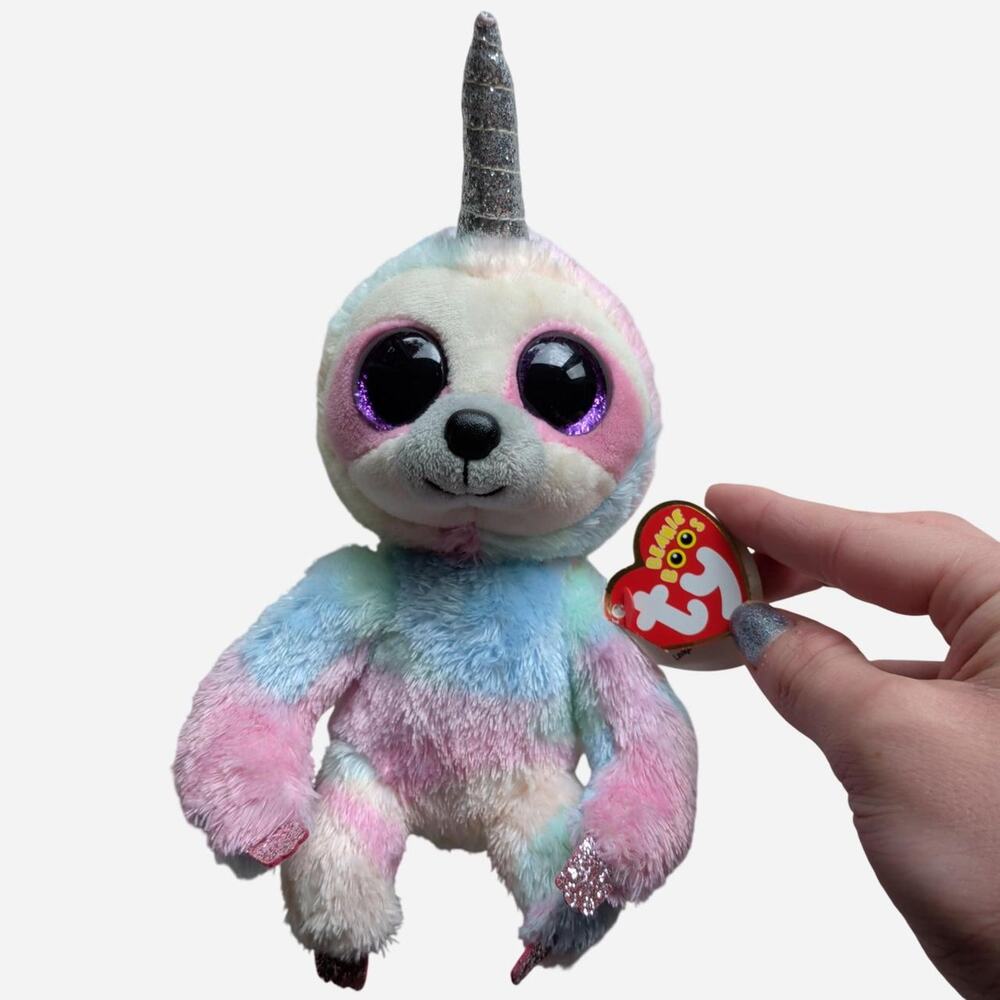 Rainbow Pastel Unicorn Sloth Beanie Boos  'cooper'